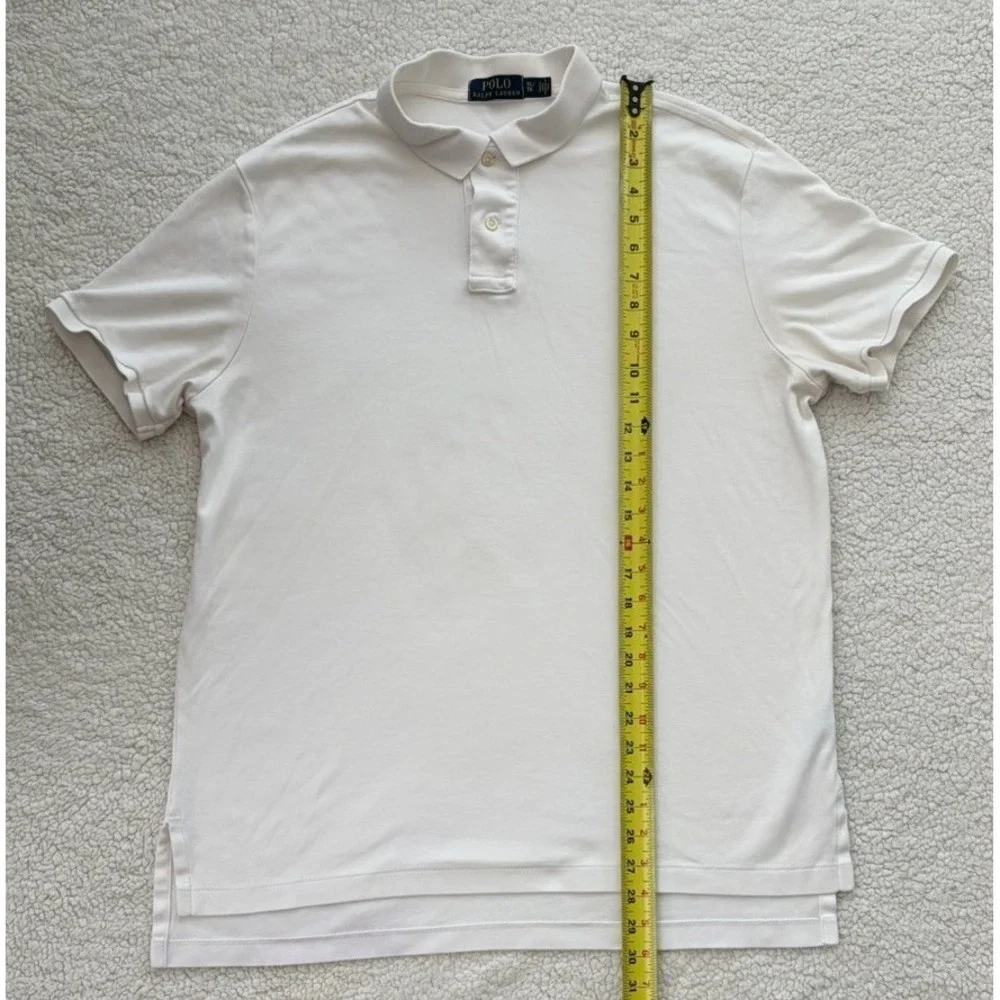 Mens Polo Ralph Lauren White Polo Shirt Short Sleeves Blue Pony Size XL Golf
